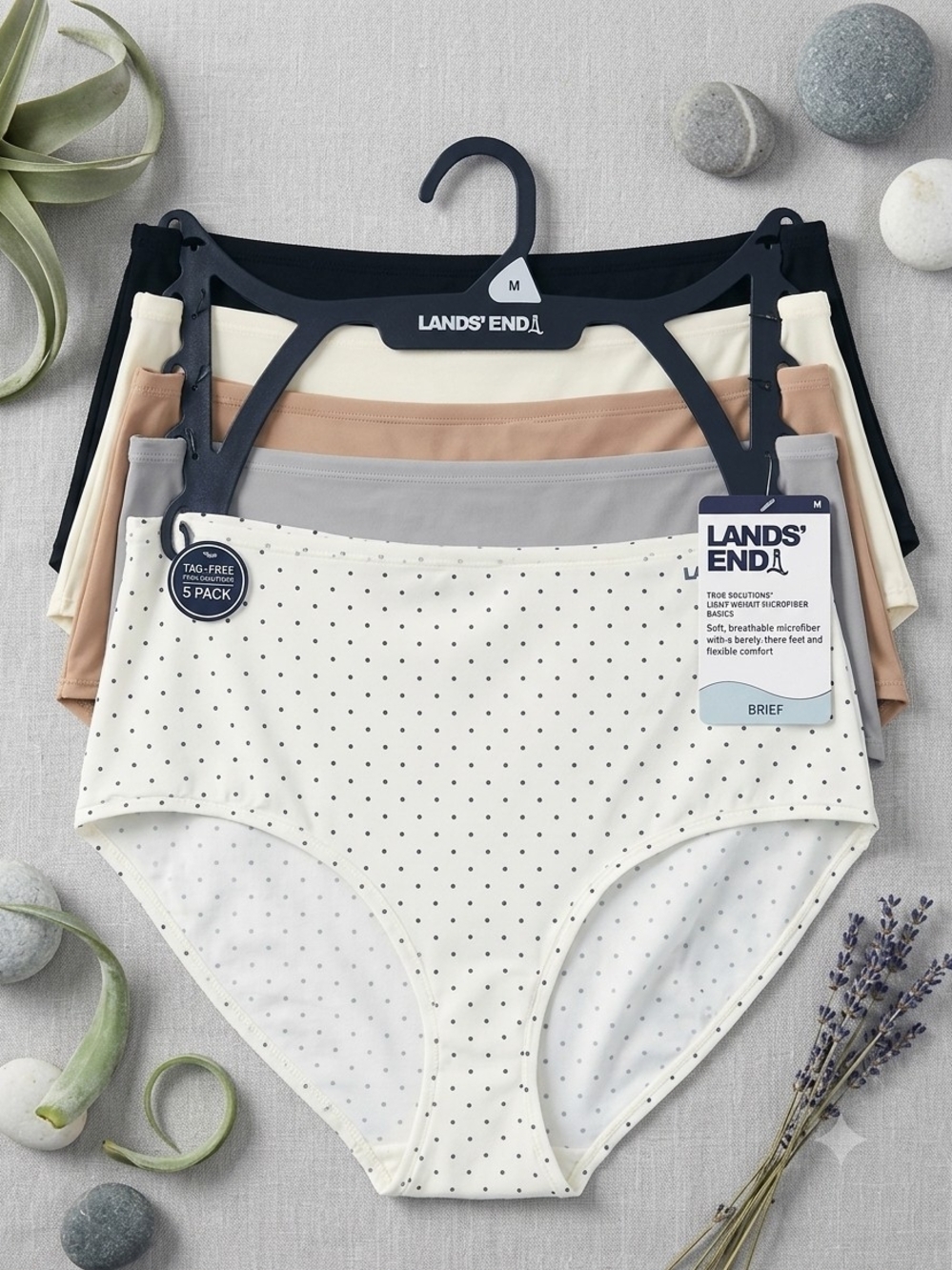 Lands' End Women's 5-Pack Briefs - Polka Dot Ivory & Neutral Mix